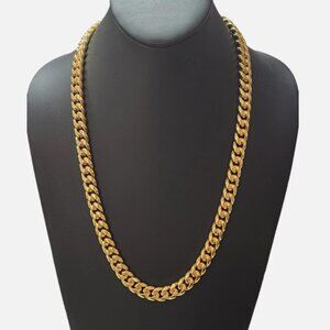Stainless Steel Gold Plated 10mm Miami Cuban Chain Necklace Unisex 24in For Men
